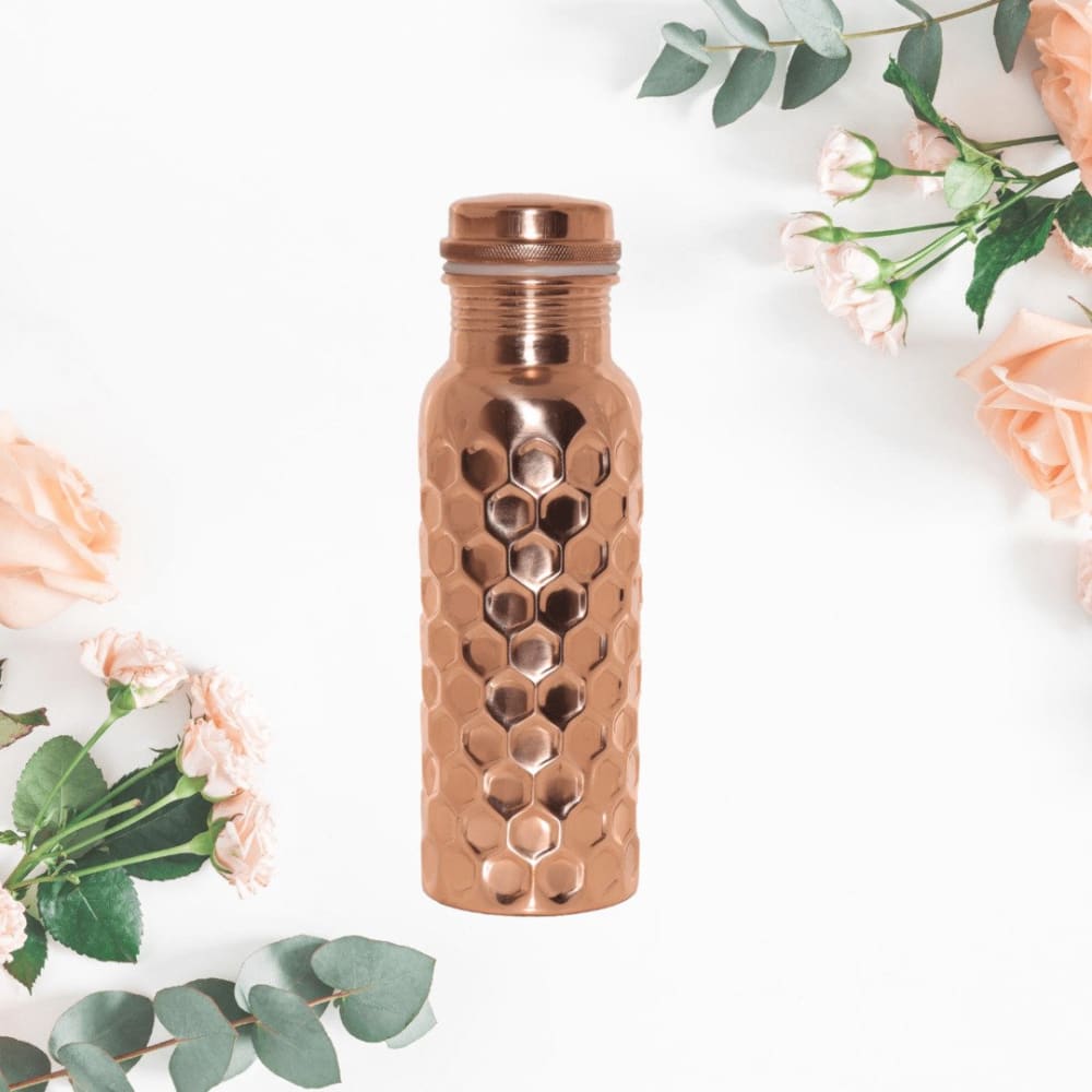 copper water bottle 750ml with cleaning brush, brand onearth