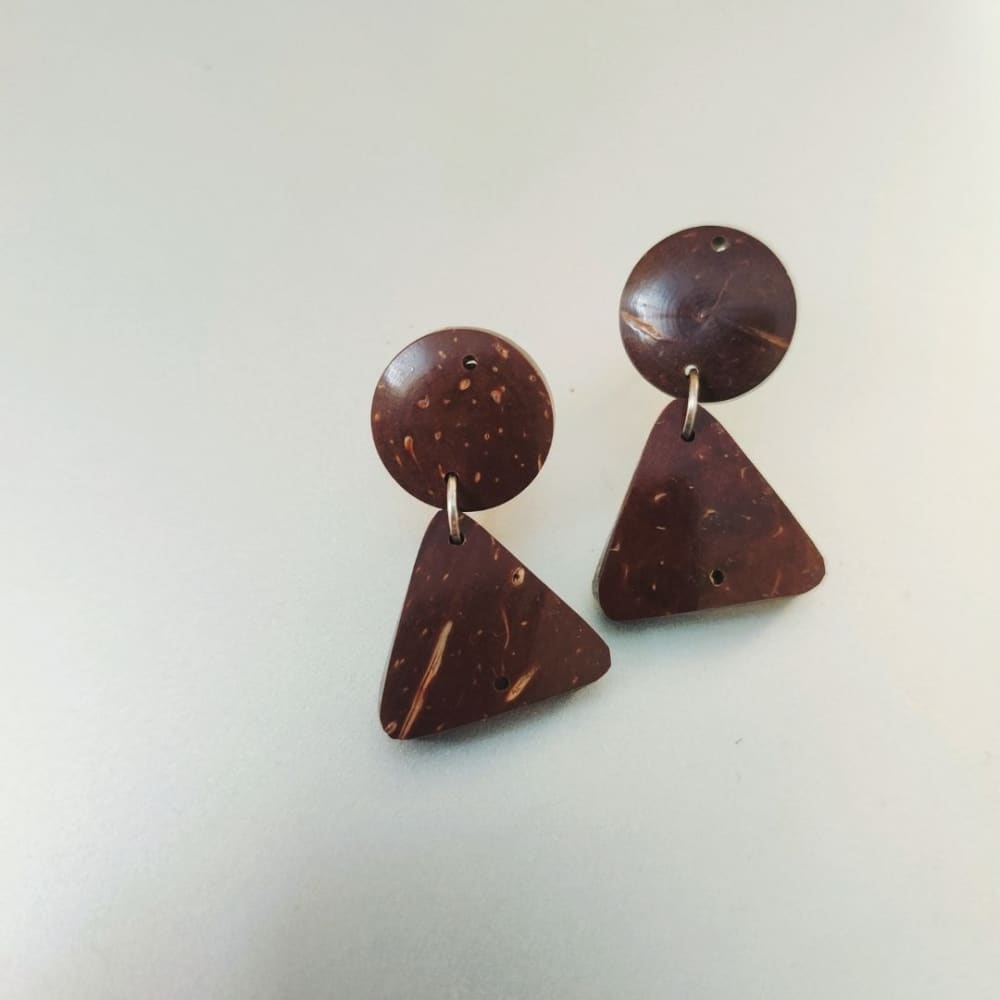 Coconut shell earrings, brand- ONEarth available on Souls of India