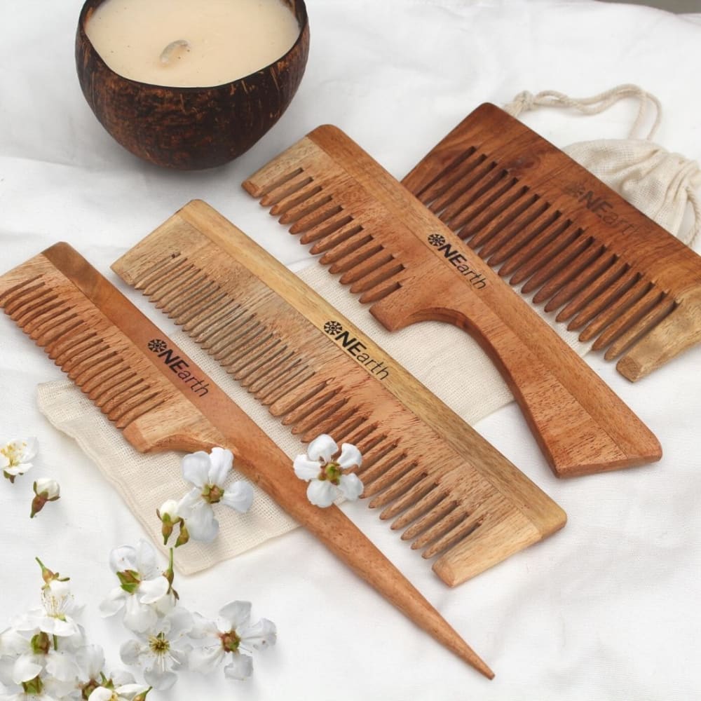 neem wooden comb, brand- ONEarth, available on Souls of India