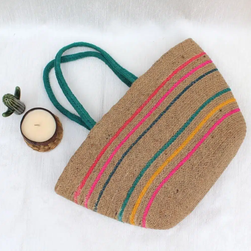 Multicolour Jute Tote Bag, bramd- ONEarth, available on Souls of India